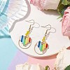 Heart Alloy Enamel & Brass Ring Dangle Earrings for Women EJEW-JE05922-2