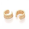 Brass Micro Pave Clear Cubic Zirconia Cuff Earrings EJEW-T047-82G-2