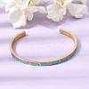 304 Stainless Steel Pave Clear Cubic Zirconia Open Cuff Bangles for Women SA-CBAC920-16G-1