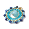 Natural Lapis Lazuli & Malaysia Jade & Glass Seed Beaded Woven Pendants PALLOY-MZ00366-02-3
