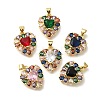 Rack Plating Brass with Cubic Zirconia Pendants KK-Z086-15G-01-1