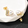 Round Brass Micro Pave Clear Cubic Zirconia Stud Earrings EJEW-A135-30G-2