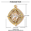 304 Stainless Steel Micro Pave Cubic Zirconia Pendants STAS-OY007-54G-2