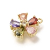 Brass Pave Glass Flower Connector Charms KK-M295-17G-03-2