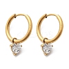 304 Stainless Steel Micro Pave Cubic Zirconia Hoop Earrings Ion Plating(IP) STAS-R004-03G-02-4