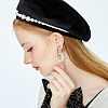2 Pairs Natural Pearl Beaded Ring Dangle Hoop Earrings for Girl Women EJEW-NB0001-06-5
