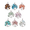 8Pcs 8 Styles Natural Mixed Stone Chip Copper Wire Wrapped Pendants PALLOY-JF02610-1