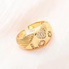 Brass Micro Pave Clear Cubic Zirconia Cuff Rings for Women RJEW-U047-04G-1