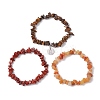 3Pcs 3 Styles Natural Red Aventurine & Red Jasper & Tiger Eye Chips Stretch Bracelets Sets BJEW-JB11076-07-4