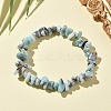 Natural Larimar Chip Beads Stretch Bracelets for Men Women BJEW-C145-01A-2