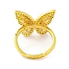 Butterfly Brass Micro Pave Cubic Zirconia Adjustable Rings for Women RJEW-U003-27B-G-3