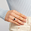 Square 304 Stainless Steel with Glass Finger Rings FS-WG8AAFA-46-2