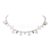 Glass with Rose Quartz Beaded Necklaces NJEW-JN04680-02-1