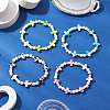 4Pcs 4 Colors Dyed Synthetic Turquoise Round Beads Stretch Bracelets for Women Men BJEW-JB11609-2