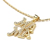 Golden Plated Brass Micro Pave Clear Cubic Zirconia Pendant Necklaces LS-NJEW-L178-01G-01-1