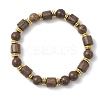 Natural Wenge Wood & Non-magnetic Synthetic Hematite Beads Stretch Bracelets for Women Men BJEW-JB13386-2