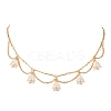 Shell Pearl & Acrylic Flower Bib Pendant Necklaces NJEW-TA00169-1