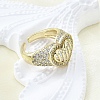 Brass Micro Pave Clear Cubic Zirconia Cuff Rings for Women RJEW-G347-01G-2