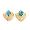 Fan 304 Stainless Steel Synthetic Turquoise Stud Earrings for Women EJEW-U046-17C-G-4