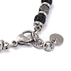 Natural Lava Rock & Magnetic Synthetic Hematite Round Beaded Bracelet X-BJEW-P339-02P-08-3