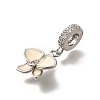 Brass Clear Cubic Zirconia Flower European Dangle Charms KK-M313-38P-01-2