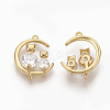 Brass Clear Cubic Zirconia Kitten Pendants ZIRC-Q021-013G-NF-2