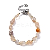 Natural Cherry Blossom Agate Beaded Bracelets for Women G-P563-07P-15-4