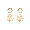 Flower 304 Stainless Steel Dangle Earrings Micro Pave Cubic Zirconia for Women WH7230-1