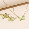 Butterfly Acrylic Rhinestone with Iron Pendant Necklaces & Stud Earrings Sets for Women WGFFCAF-07-1