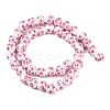 Handmade Flower Printed Porcelain Ceramic Beads Strands X-PORC-M005-8mm-03-2