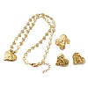 Heart 304 Stainless Steel Pendant Necklaces & Stud Earrings & Cuff Ring Sets for Women LS-SJEW-F226-01G-2