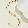 Fashionable Brass Cubic Zirconia Double Layer Women's Anklets in Real 18K Gold Plated Casual Style HU5590-2