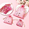 30Pcs Heart Printed Organza Drawstring Bags OP-YW0001-02A-5