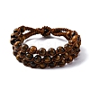 Natural Tiger Eye Round Beaded Multi-strand Bracelets for Men Women BJEW-G743-02B-4