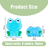 16Pcs 8 Colors Frog Luminous Food Grade Eco-Friendly Silicone Focal Beads SIL-DC0001-21-2