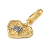 Christmas Brass Rhinestone Heart Pendant Decorations KK-H498-01G-03-2