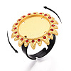 Adjustable Flower Alloy & Iron Rhinestone Bezel Cup Ring Base with Rotatable Tray MAK-T012-09G-4