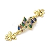 Rack Plating Brass Pave Colorful Cubic Zirconia Flower Connector Charms KK-C052-37B-G-2