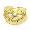 Rack Plating Brass Micro Pave Cubic Zirconia Chains Open Cuff Rings for Women RJEW-I104-08G-2