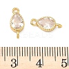 Brass Pave Cubic Zirconia Teardrop Connector Charms KK-P348-09G-03-3