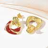 Brass Enamel Dangle Stud Earrings for Women KK-CBA760A-12G-5