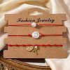 3Pcs Imitatiom Pearl & Brass Charm Bracelets OQ8037-5-1