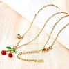 304 Stainless Steel Red Enamel Pendant Necklaces for Women NJEW-U043-02C-G-3