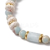 Natural Lava Rock & Synthetic Aqua Terra Jasper & Natural Aquamarine Beads Strethch Bracelets BJEW-JB11666-01-3