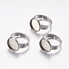 Non-Tarnish Adjustable 304 Stainless Steel Finger Rings Components X-STAS-F149-18P-B-1