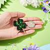 1Pc Clover Alloy Rhinestone Lapel Pins for Backpack Clothes JEWB-TADJ0001-07-5