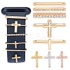 5Pcs 5 Style Cross Shape Zinc Alloy with Rhinestone Watch Band Studs and Watch Band Charms FIND-UN0003-40-1
