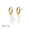 Stainless Steel Natural Pearl Rice Hoop Earrings CN6183-2-2