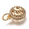 Brass Micro Pave Clear Cubic Zirconia Charms ZIRC-C020-70G-3