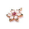 Rack Plating Brass with Cubic Zirconia Pendants KK-Q010-11RG-2